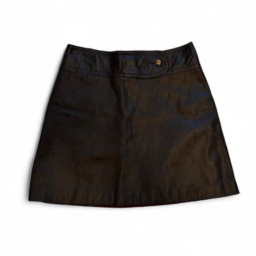 Vintage Brown Pleather Mini Skirt size small